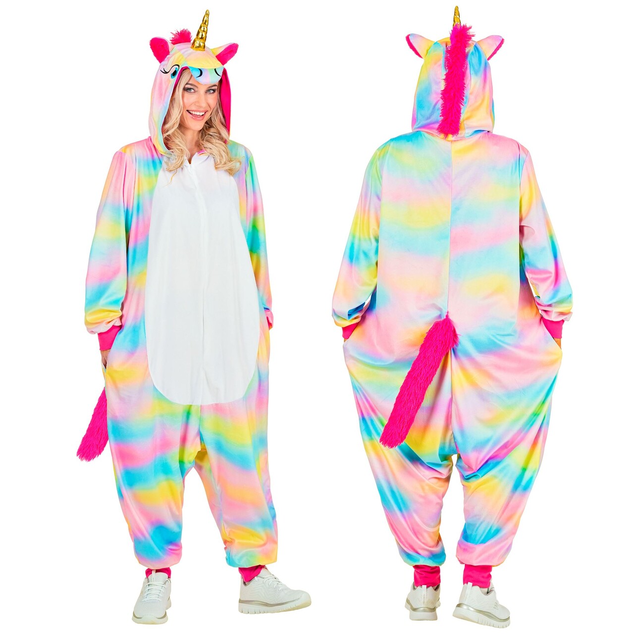 Op deze afbeelding zie je een Kostuums, van het merk Widmann. Fabeldier Eenhoorn Onesie Kostuum