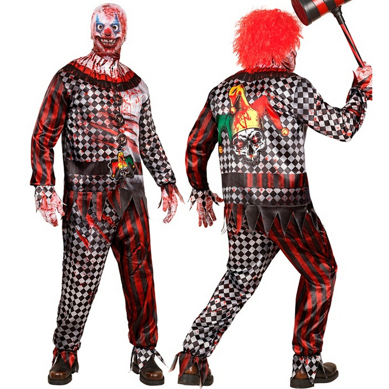 Op deze afbeelding zie je een Kostuums, van het merk Widmann. Bloederige Killer Joker Man Kostuum
