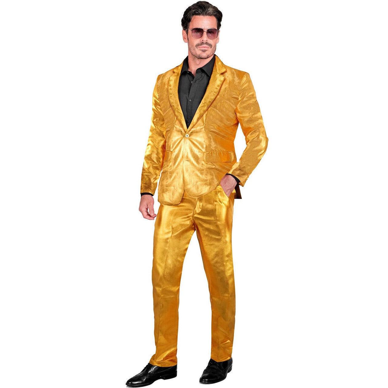 Op deze afbeelding zie je een Kostuums, van het merk Widmann. Proud To Be Goud Golden Man Kostuum