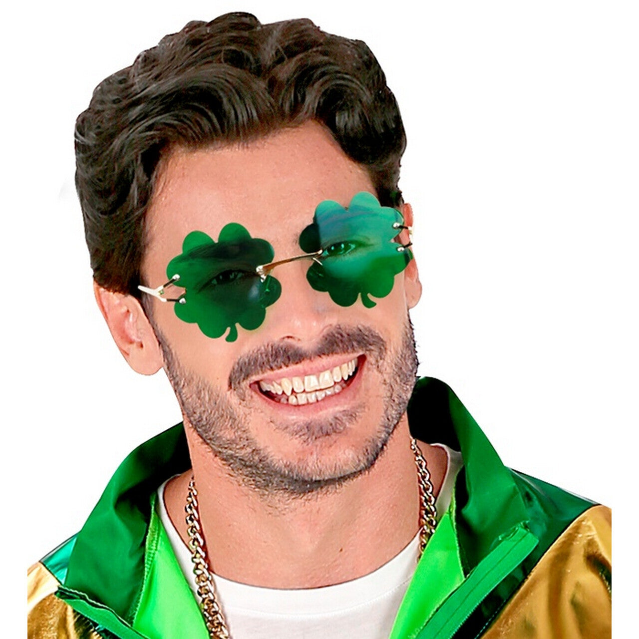 Op deze afbeelding zie je een Accessoires, van het merk Widmann. Groene Geluksbril Klavertje Vier