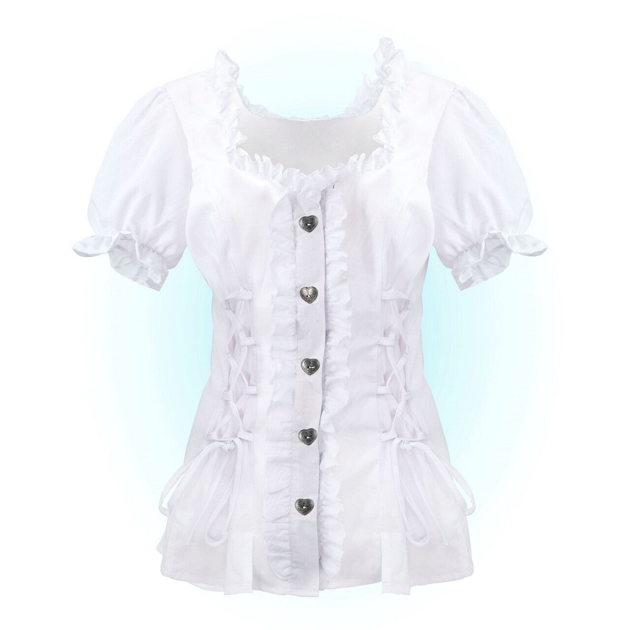Op deze afbeelding zie je een Kostuums, van het merk Widmann. Witte Tiroler Blouse Anja Vrouw
