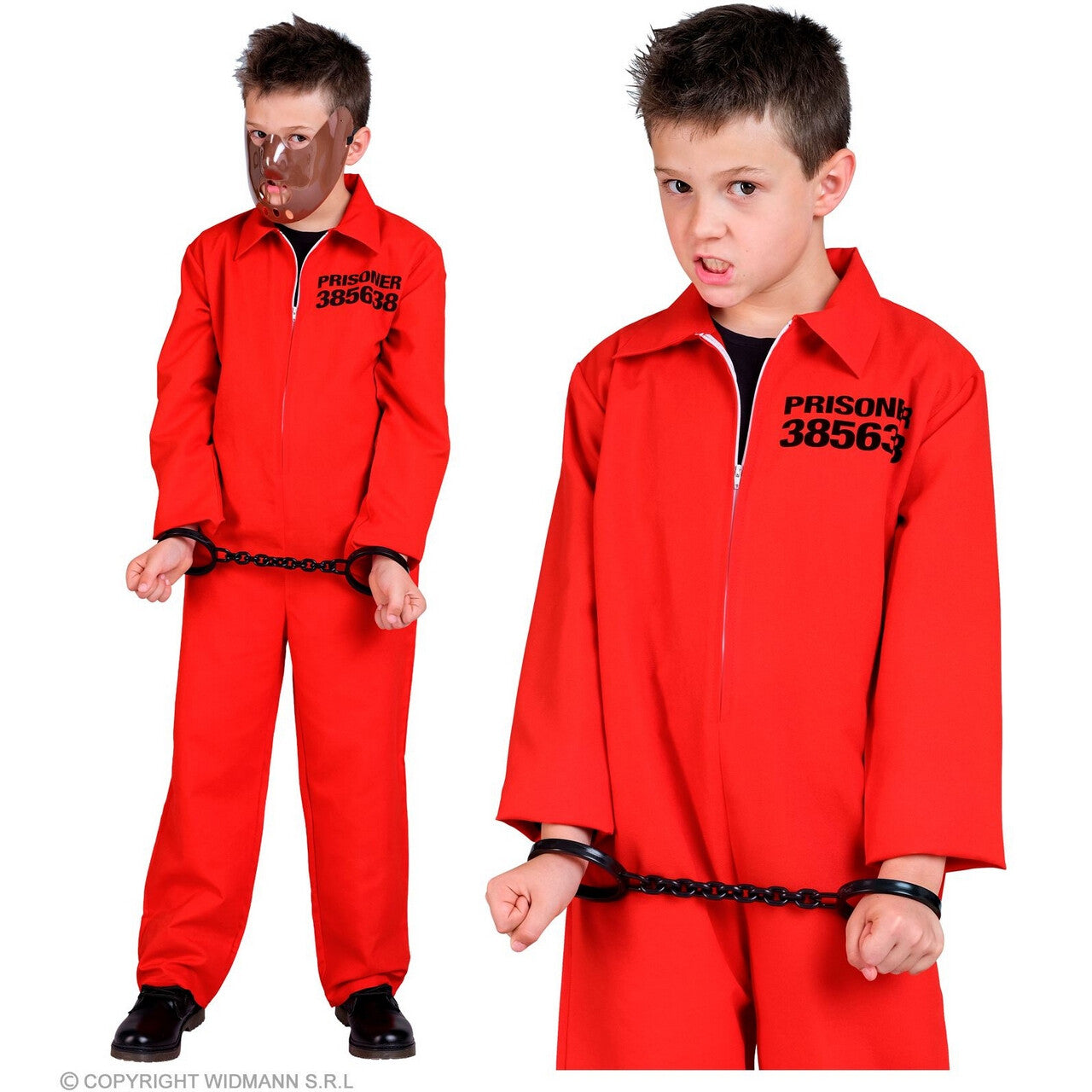 Op deze afbeelding zie je een Kostuums, van het merk Widmann. Levenslange Gevangene County Jail Rood Kind Kostuum