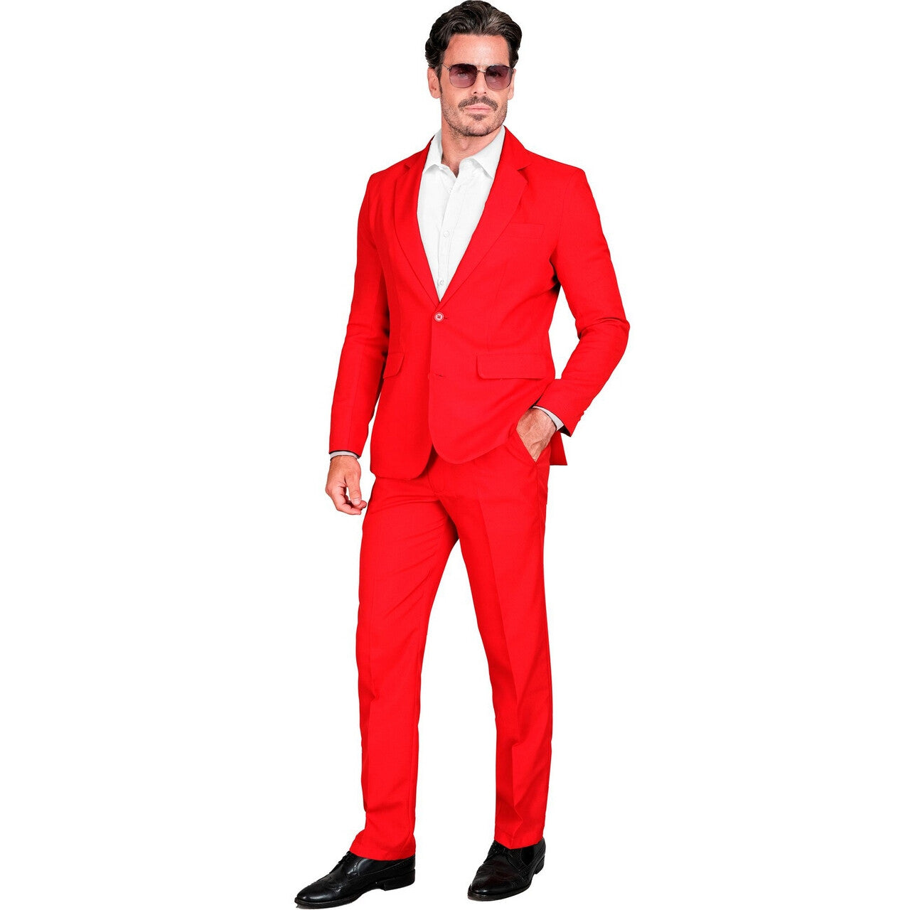Op deze afbeelding zie je een Kostuums, van het merk Widmann. Mr Red Devil Man Kostuum