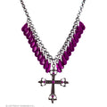 Paarse Steentjes Met Kruis Ketting