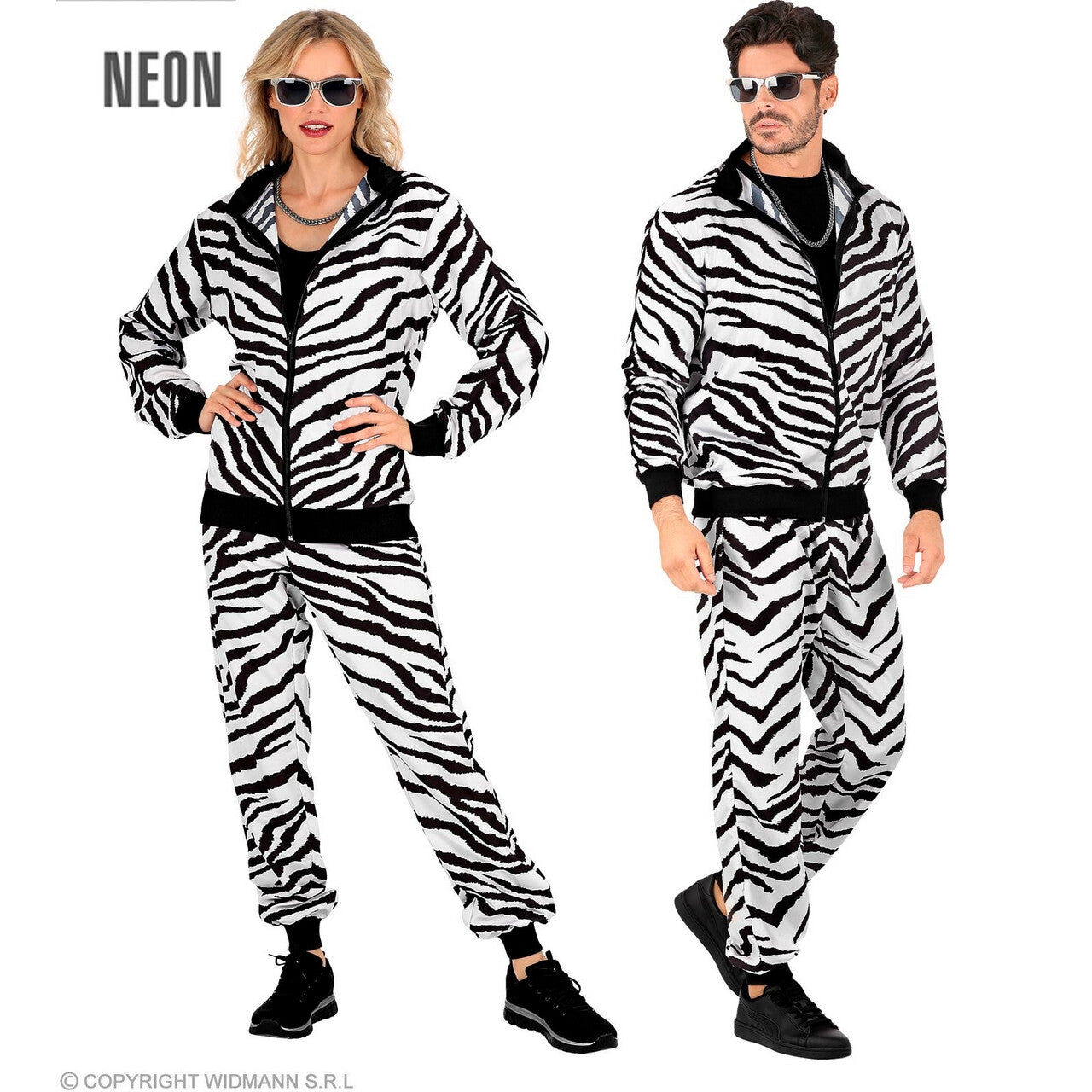 Op deze afbeelding zie je een Kostuums, van het merk Widmann. Zebra Camo Zwart / Wit Trainingspak Kostuum