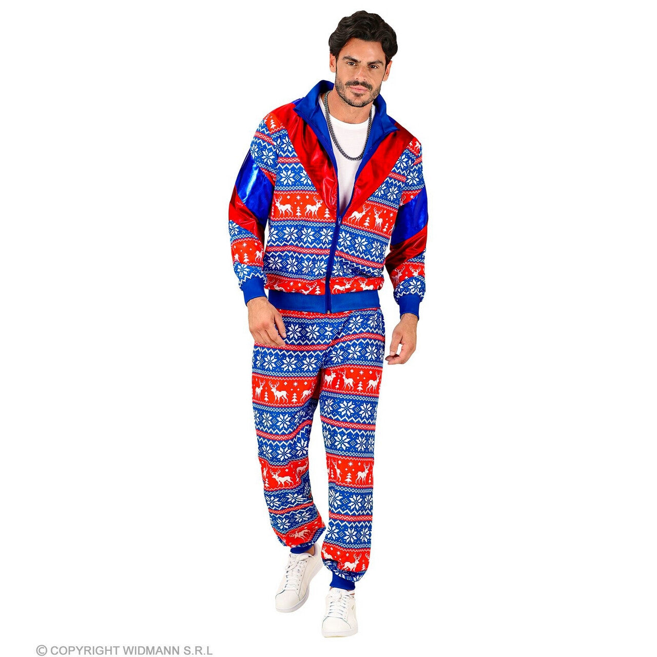 Op deze afbeelding zie je een Kostuums, van het merk Widmann. Best Time Of The Year Kerst Blauw Trainingspak Kostuum