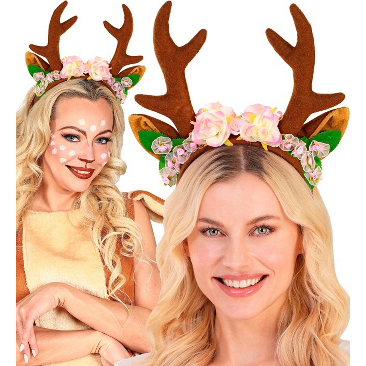 Op deze afbeelding zie je een Accessoires, van het merk Widmann. Deer Fantasy Hoofdband Met Bloemen