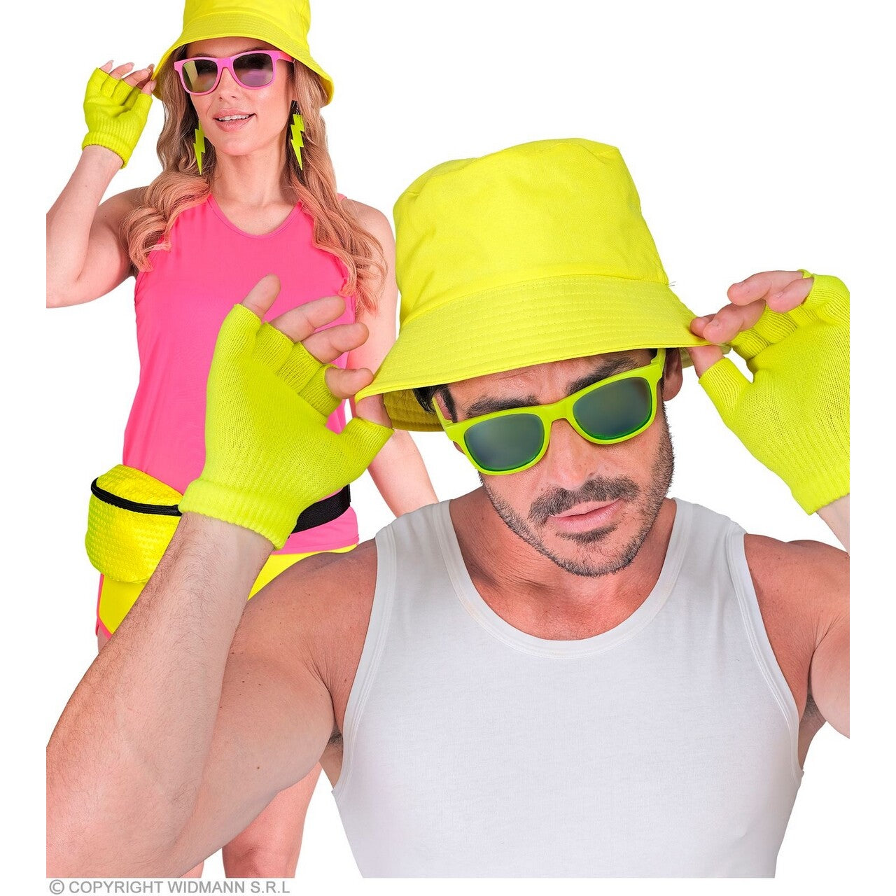 Op deze afbeelding zie je een Accessoires, van het merk Widmann. Vingerloze Handschoenen Neon Geel Handig Warm