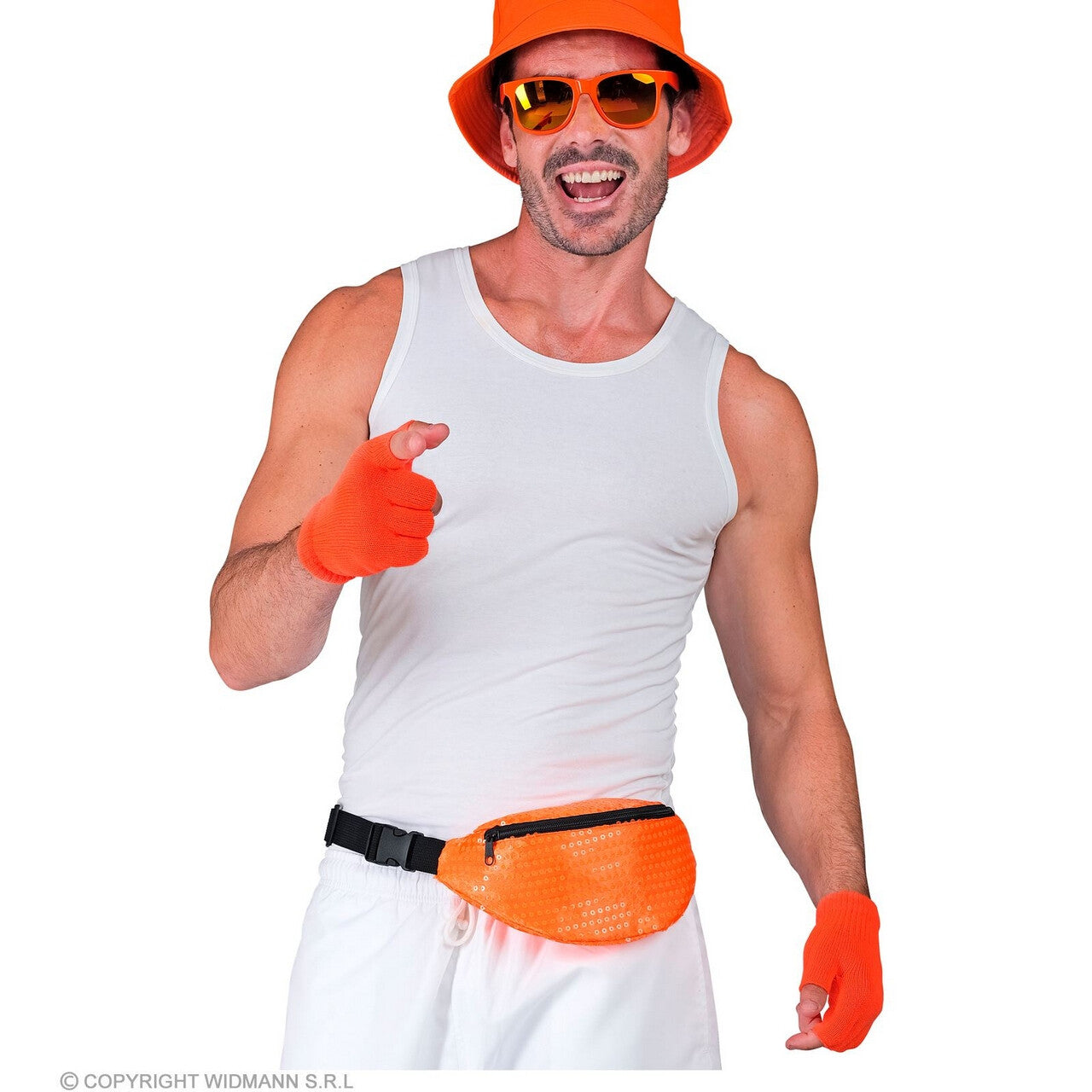 Op deze afbeelding zie je een Accessoires, van het merk Widmann. Vingerloze Handschoenen Neon Oranje Handig Warm