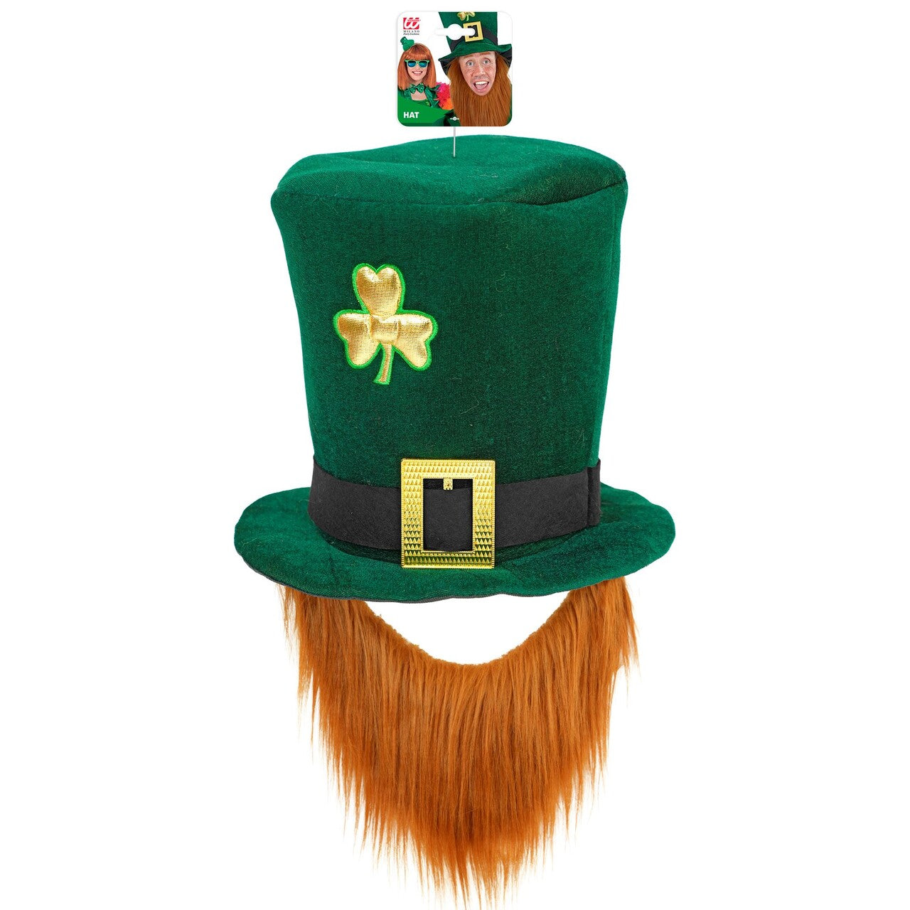 Op deze afbeelding zie je een Accessoires, van het merk Widmann. Lucky Leprechaun Hoed Met Baard