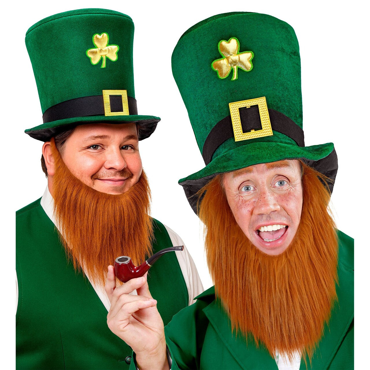 Op deze afbeelding zie je een Accessoires, van het merk Widmann. Lucky Leprechaun Hoed Met Baard