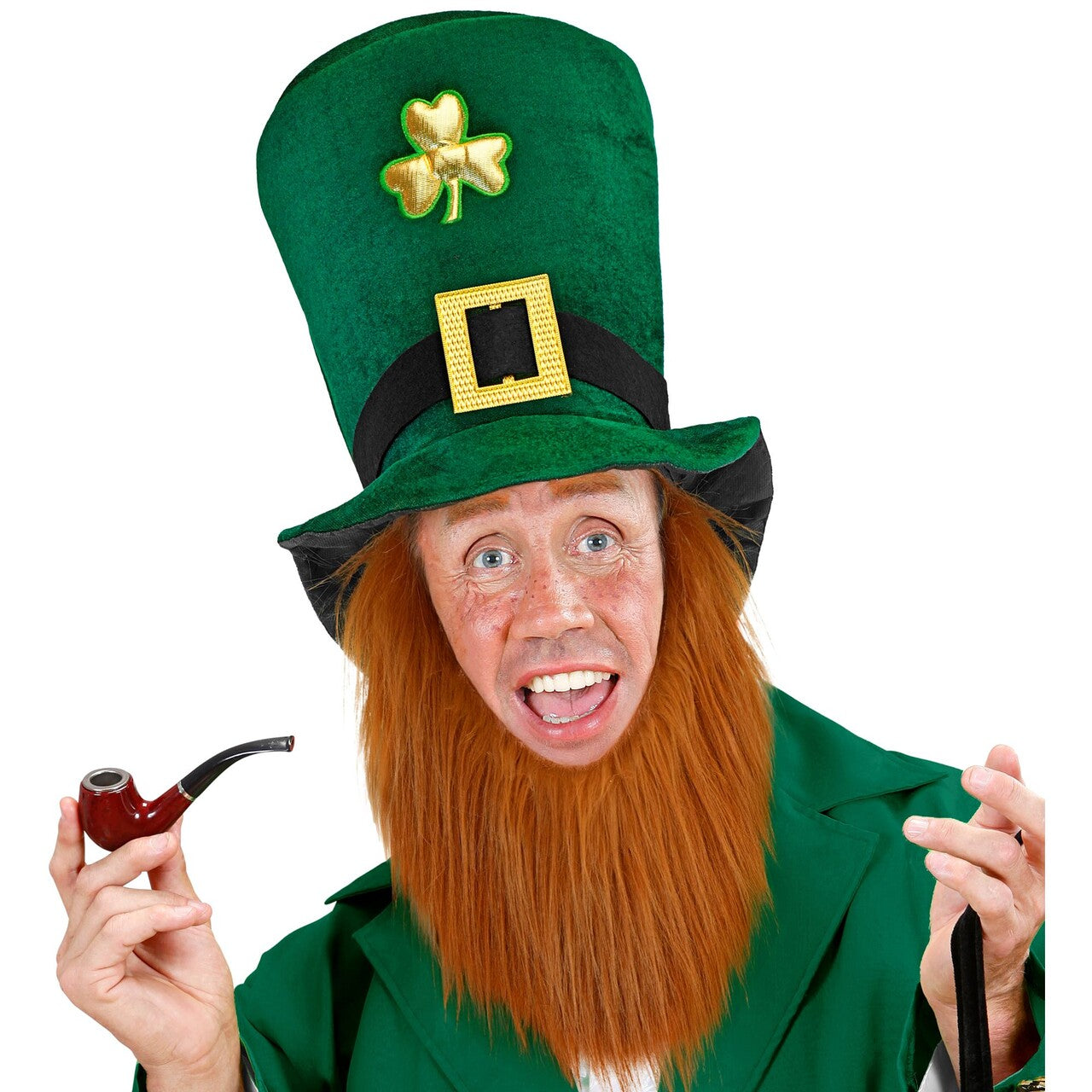 Op deze afbeelding zie je een Accessoires, van het merk Widmann. Lucky Leprechaun Hoed Met Baard