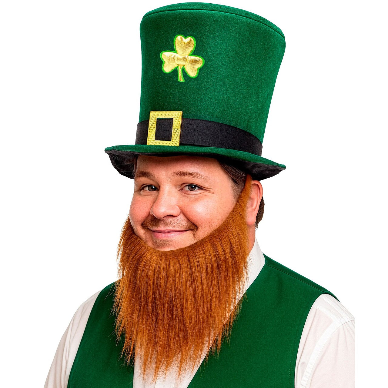 Op deze afbeelding zie je een Accessoires, van het merk Widmann. Lucky Leprechaun Hoed Met Baard