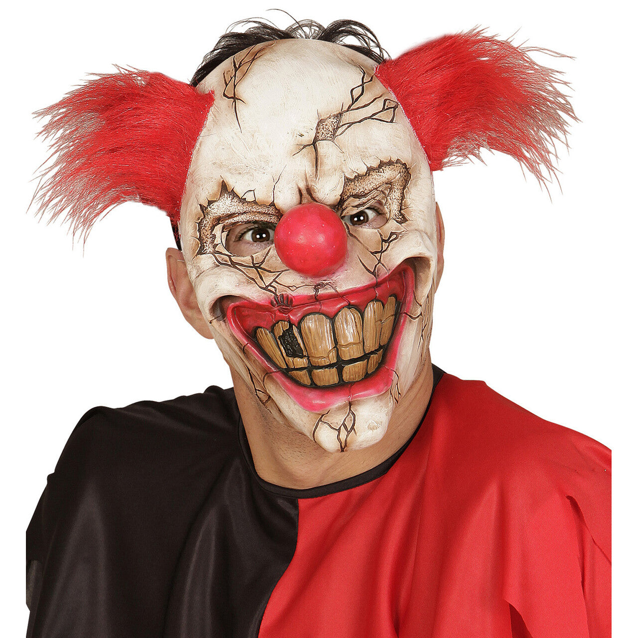 Op deze afbeelding zie je een Accessoires, van het merk Widmann. Gruwelijk Halfgezichtmasker Killerclown Met Haar