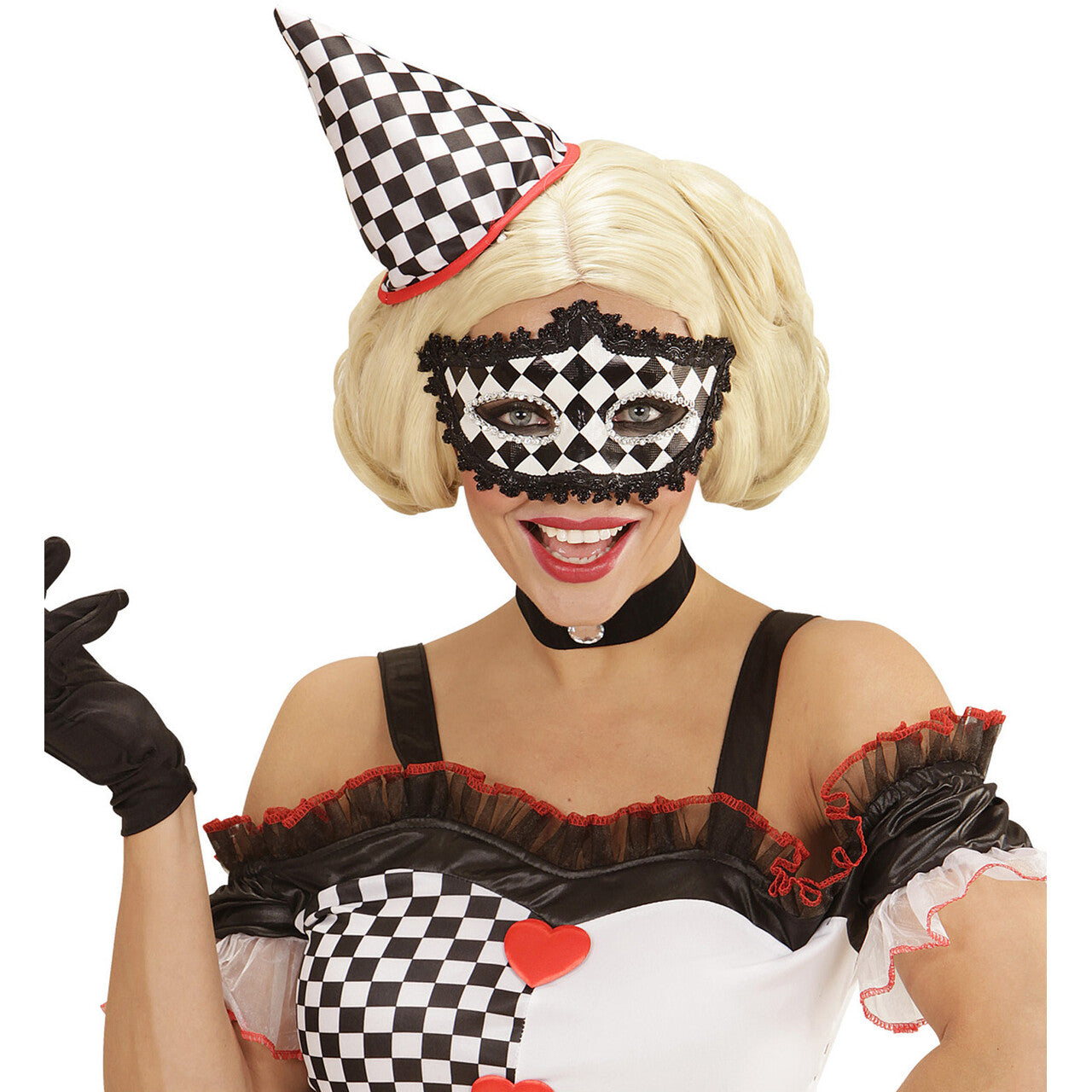 Op deze afbeelding zie je een Accessoires, van het merk Widmann. Venetiaans Pierrot Masker Geblokt