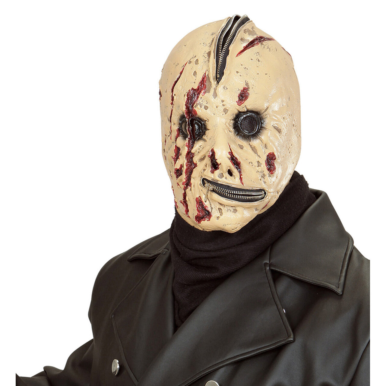Op deze afbeelding zie je een Accessoires, van het merk Widmann. Vervormd Gezicht Masker Bloederige Rits