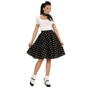 Op deze afbeelding zie je een Kostuums, van het merk Widmann. Black Lady 50s Rock And Roll Rok Met Nekband, Zwarte Stippen Vrouw Kostuum