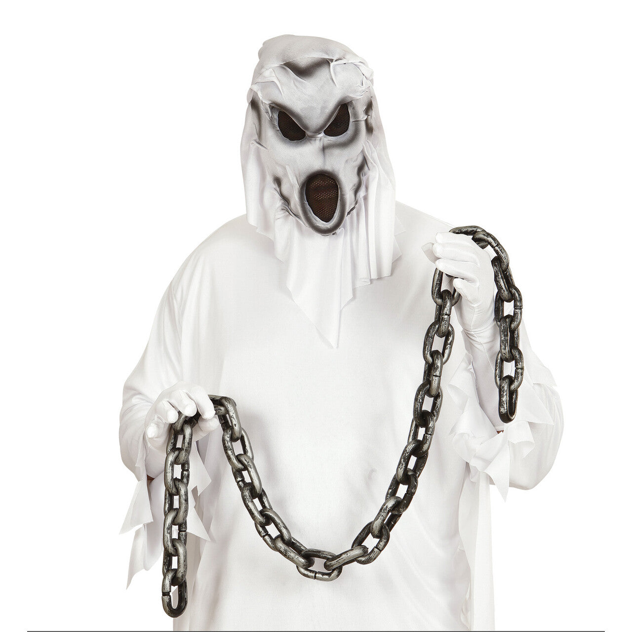 Op deze afbeelding zie je een Decoratie, van het merk Widmann. Horror Gevangene Lange Zilveren Ketting 150 Centimeter