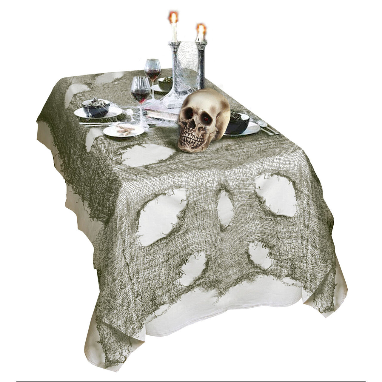 Op deze afbeelding zie je een Decoratie, van het merk Widmann. Tafellaken Halloween Stof 75x300 Centimeter, Groen