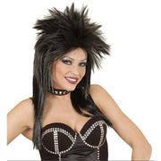 Op deze afbeelding zie je een Accessoires, van het merk Widmann. Glam-Punk Pruik, Rockster Zwart