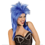 Op deze afbeelding zie je een Accessoires, van het merk Widmann. Glam-Rock Pruik, Rockster Blauw