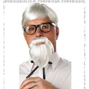 Op deze afbeelding zie je een Accessoires, van het merk Widmann. Pruik, Kentucky Met Baard Colonel Sanders