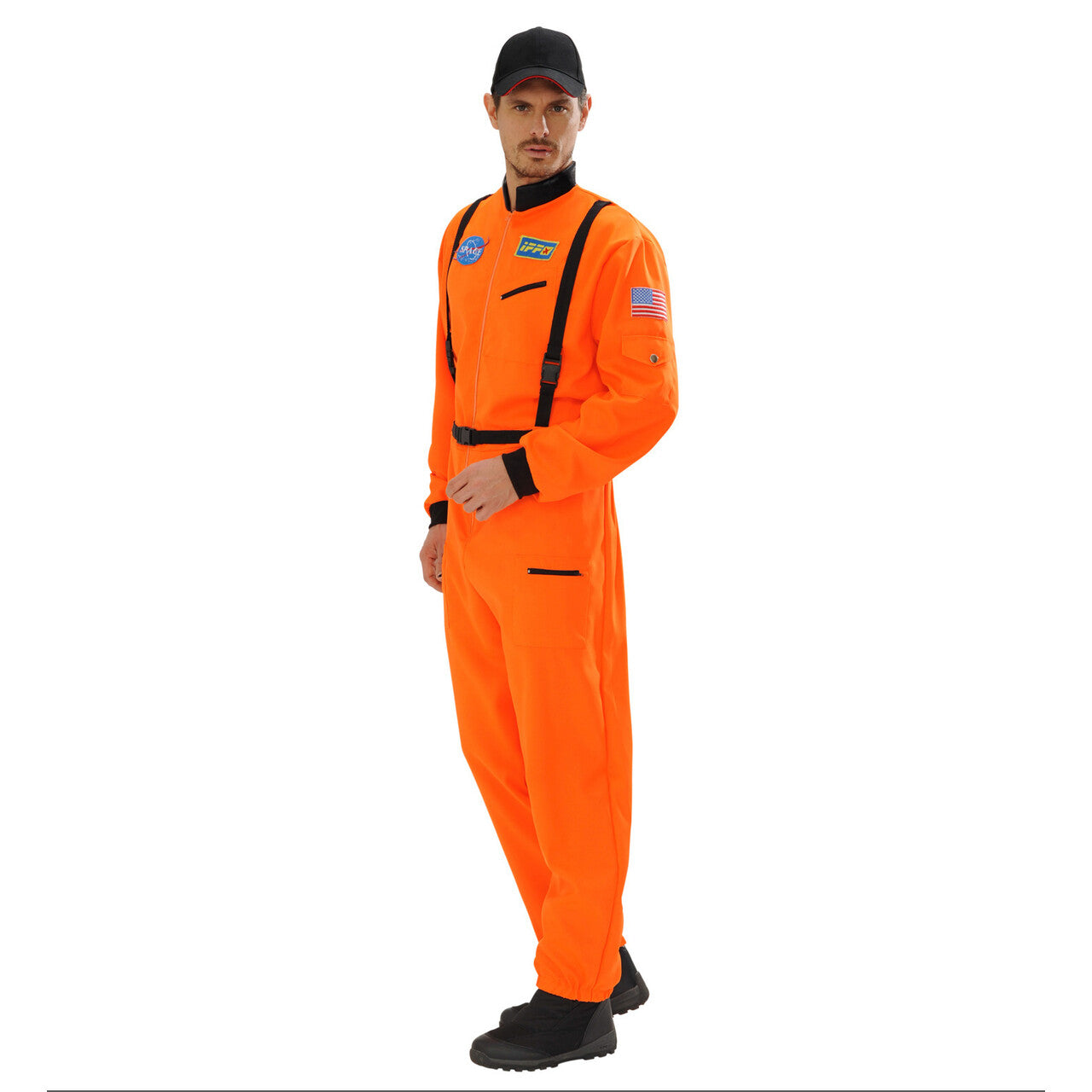Op deze afbeelding zie je een Kostuums, van het merk Widmann. Amerikaanse Astronaut Oranje Man Kostuum