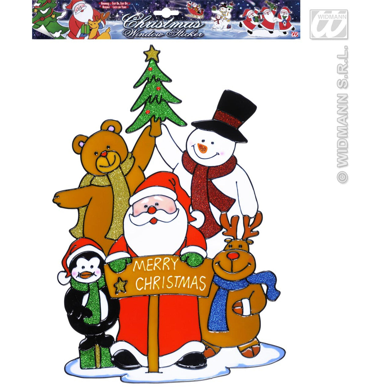 Op deze afbeelding zie je een Decoratie, van het merk Widmann. Raamstickers Kerstfeest 40cm