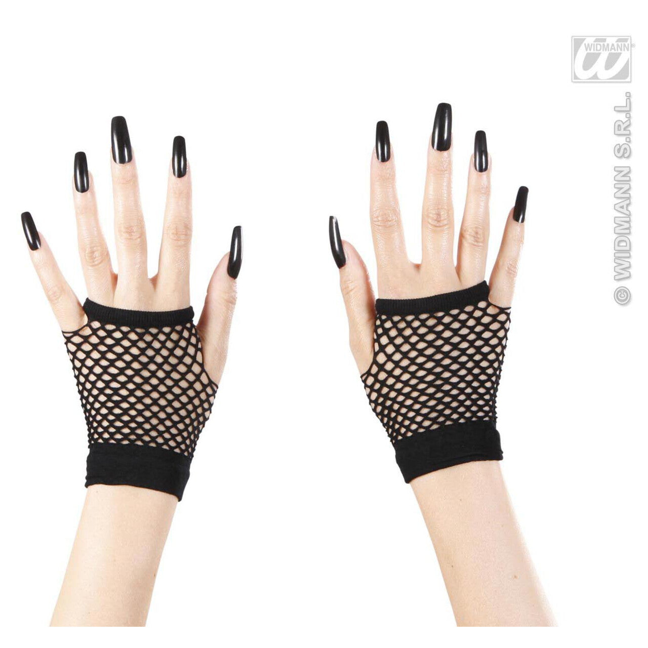 Op deze afbeelding zie je een Accessoires, van het merk Widmann. Vingerloze Zwarte Nethandschoenen