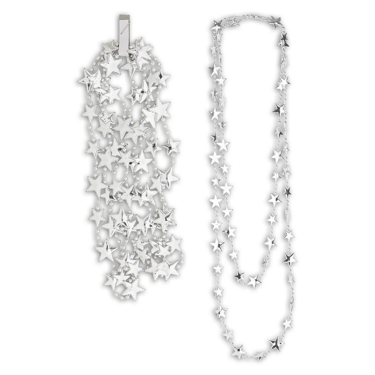 Op deze afbeelding zie je een Accessoires, van het merk Widmann. XXL Sterrenketting, Zilver 210 Centimeter