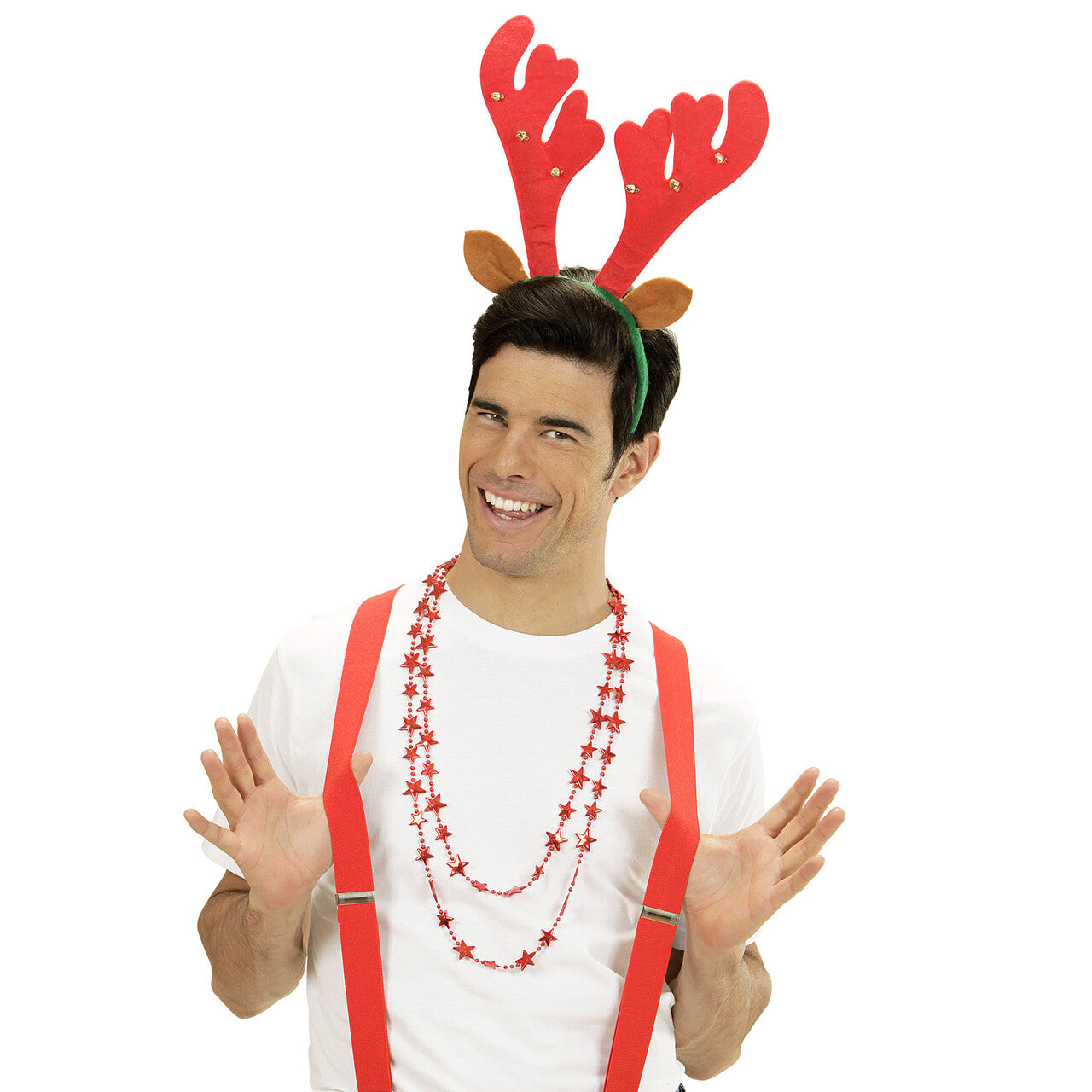 Op deze afbeelding zie je een Accessoires, van het merk Widmann. XXL Sterrenketting, Rood 210cm