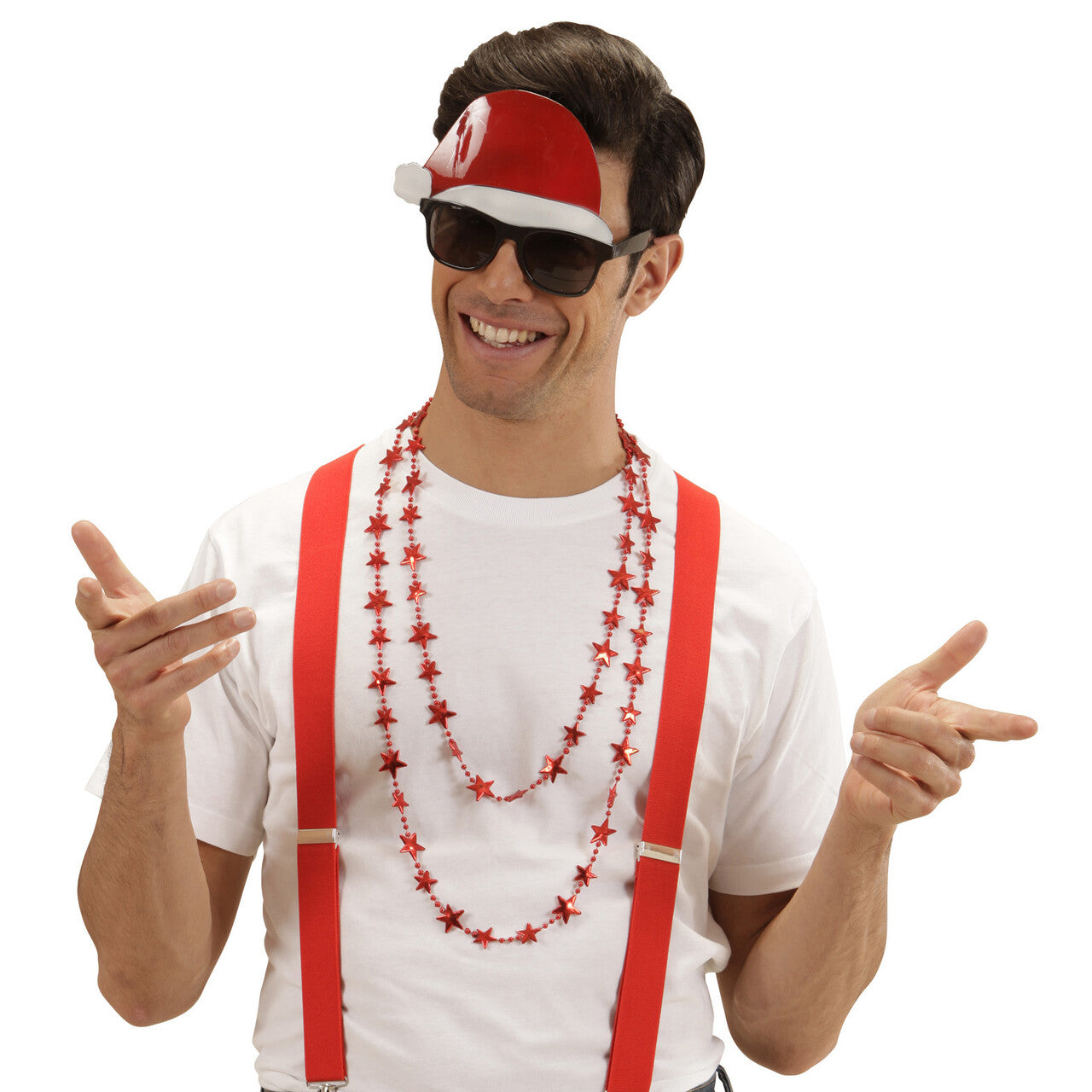 Op deze afbeelding zie je een Accessoires, van het merk Widmann. XXL Sterrenketting, Rood 210cm