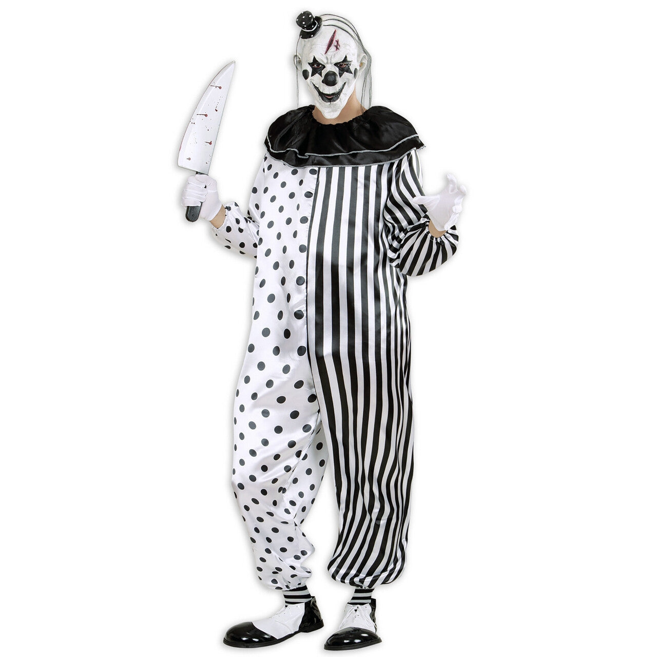 Op deze afbeelding zie je een Kostuums, van het merk Widmann. Killer Pierrot Slager Clown Man Kostuum