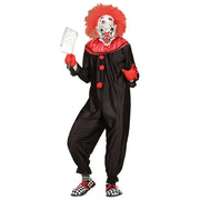 Op deze afbeelding zie je een Kostuums, van het merk Widmann. Zwart Rood Horror Killer Clown Man Kostuum