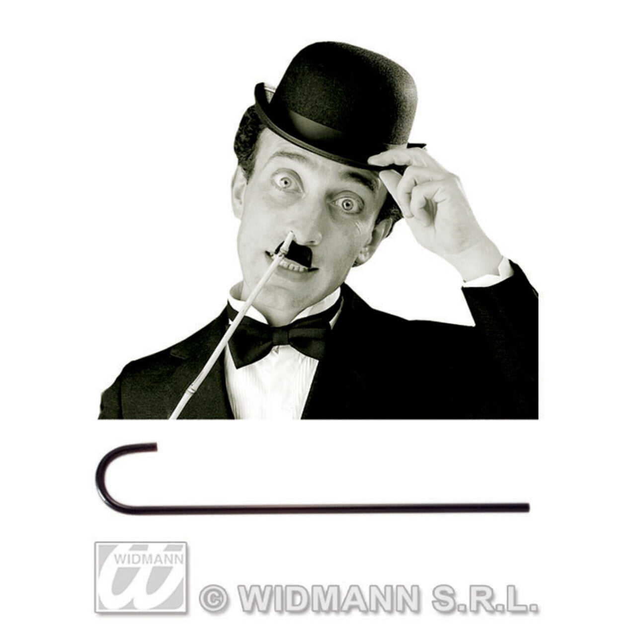 Op deze afbeelding zie je een Accessoires, van het merk Widmann. Zwarte Wandelstok Charly Chaplin 80 Centimeter