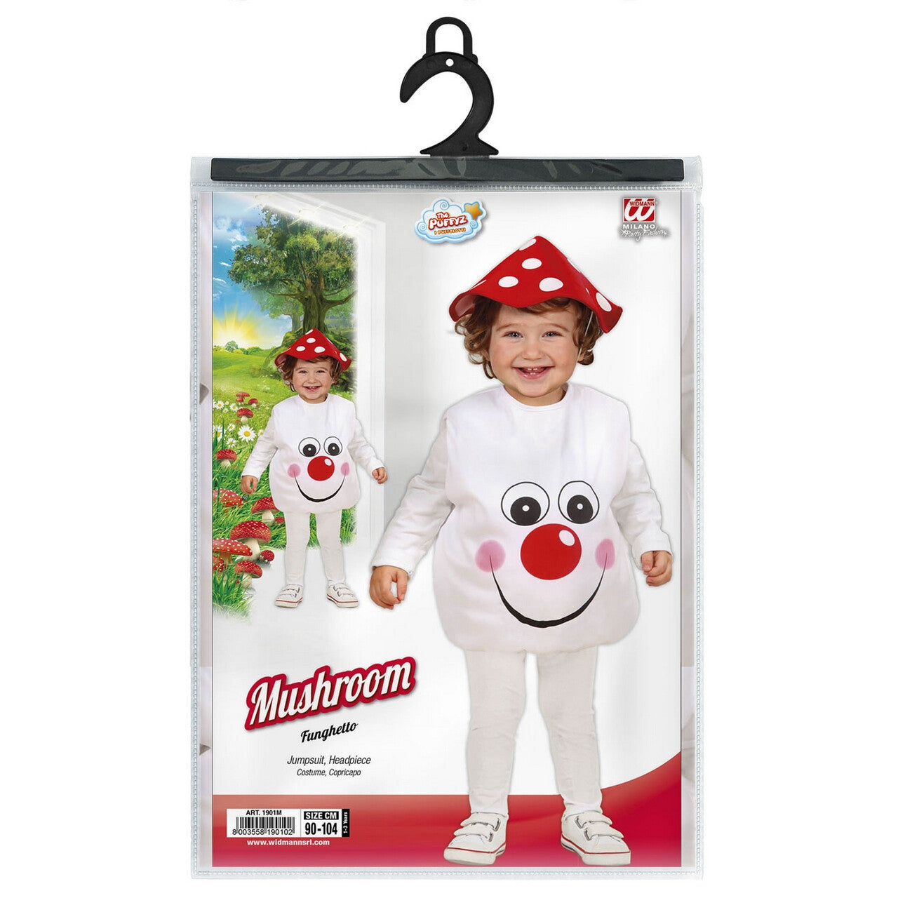 Op deze afbeelding zie je een Kostuums, van het merk Widmann. Opgevulde Paddestoel Kind Kleine Knuffel Kostuum Kind