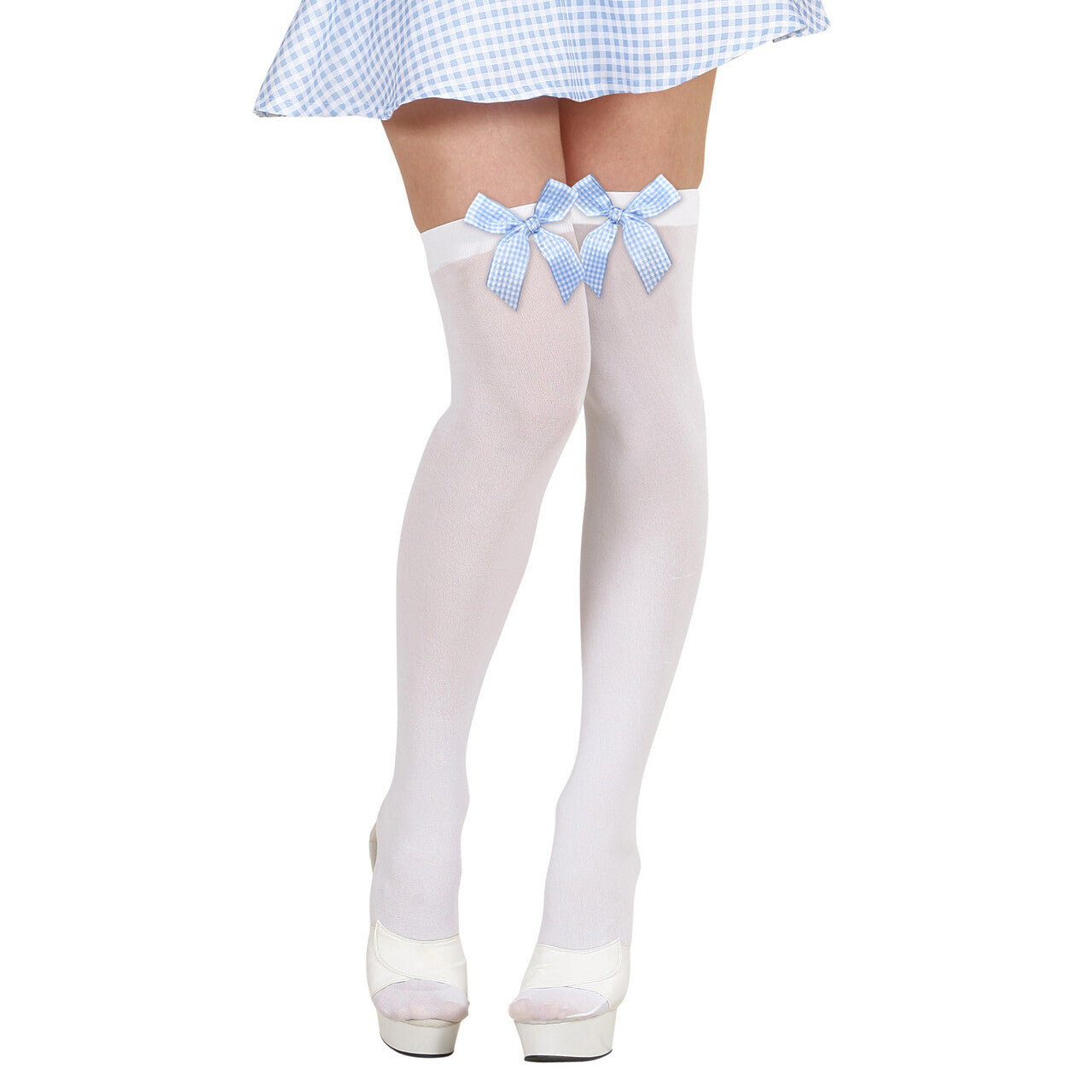 Op deze afbeelding zie je een Accessoires, van het merk Widmann. Witte Kousen Met Azuurblauwe Strik