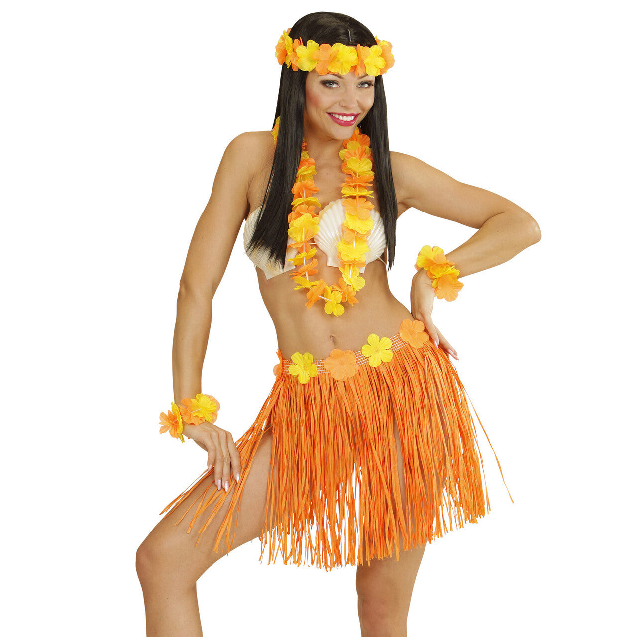 Op deze afbeelding zie je een Accessoires, van het merk Widmann. Hula Hula Hawaii Set Oranje