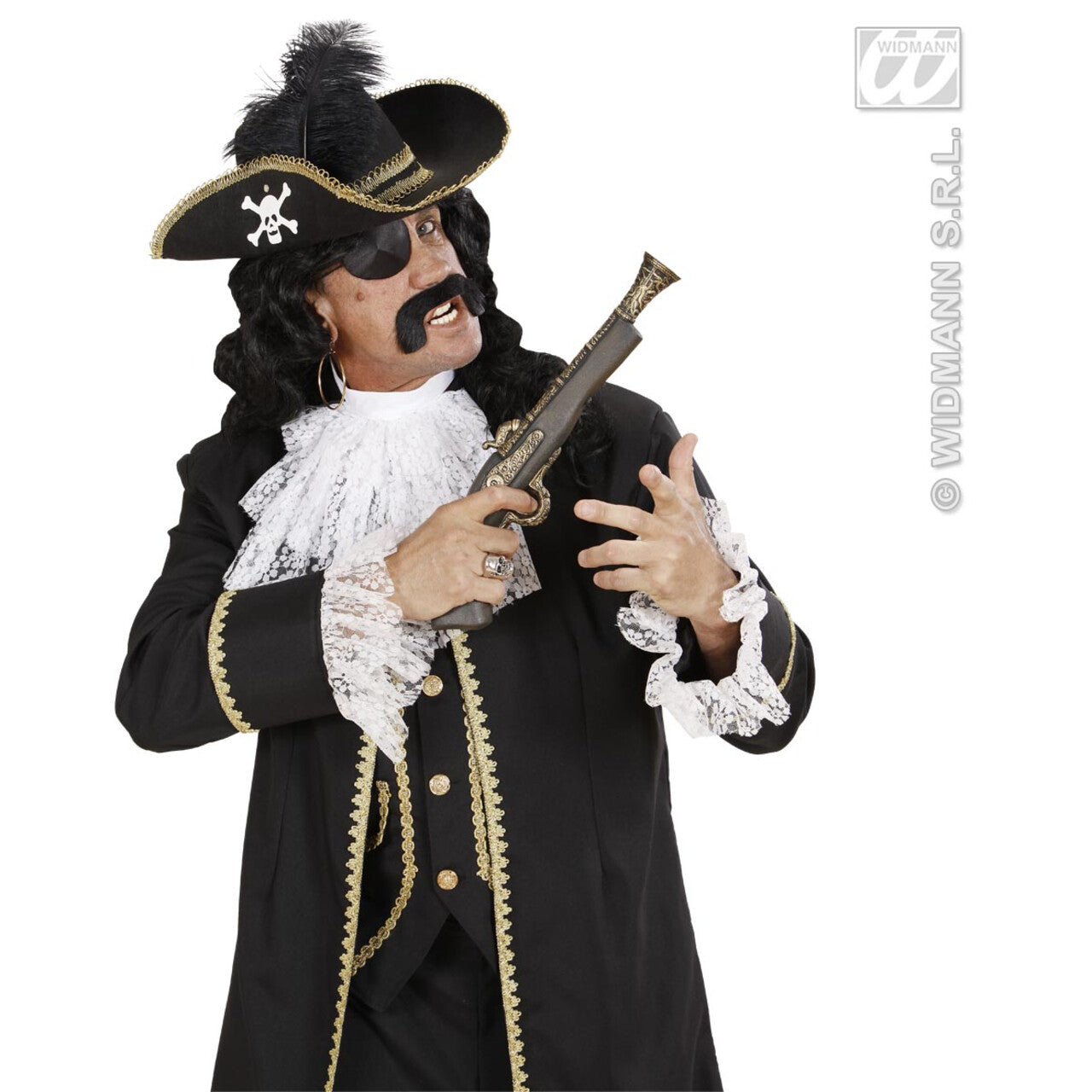 Op deze afbeelding zie je een Accessoires, van het merk Widmann. Piratenhoed Met Schedel En Veren