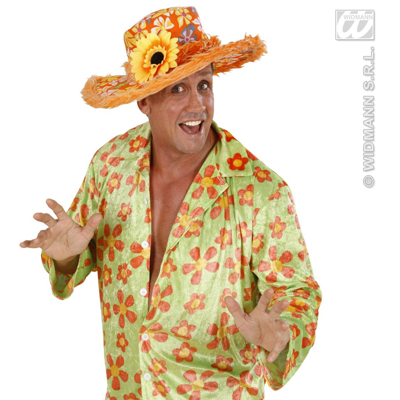 Op deze afbeelding zie je een Accessoires, van het merk Widmann. Hoed Ibiza Met Zonnebloem, Oranje