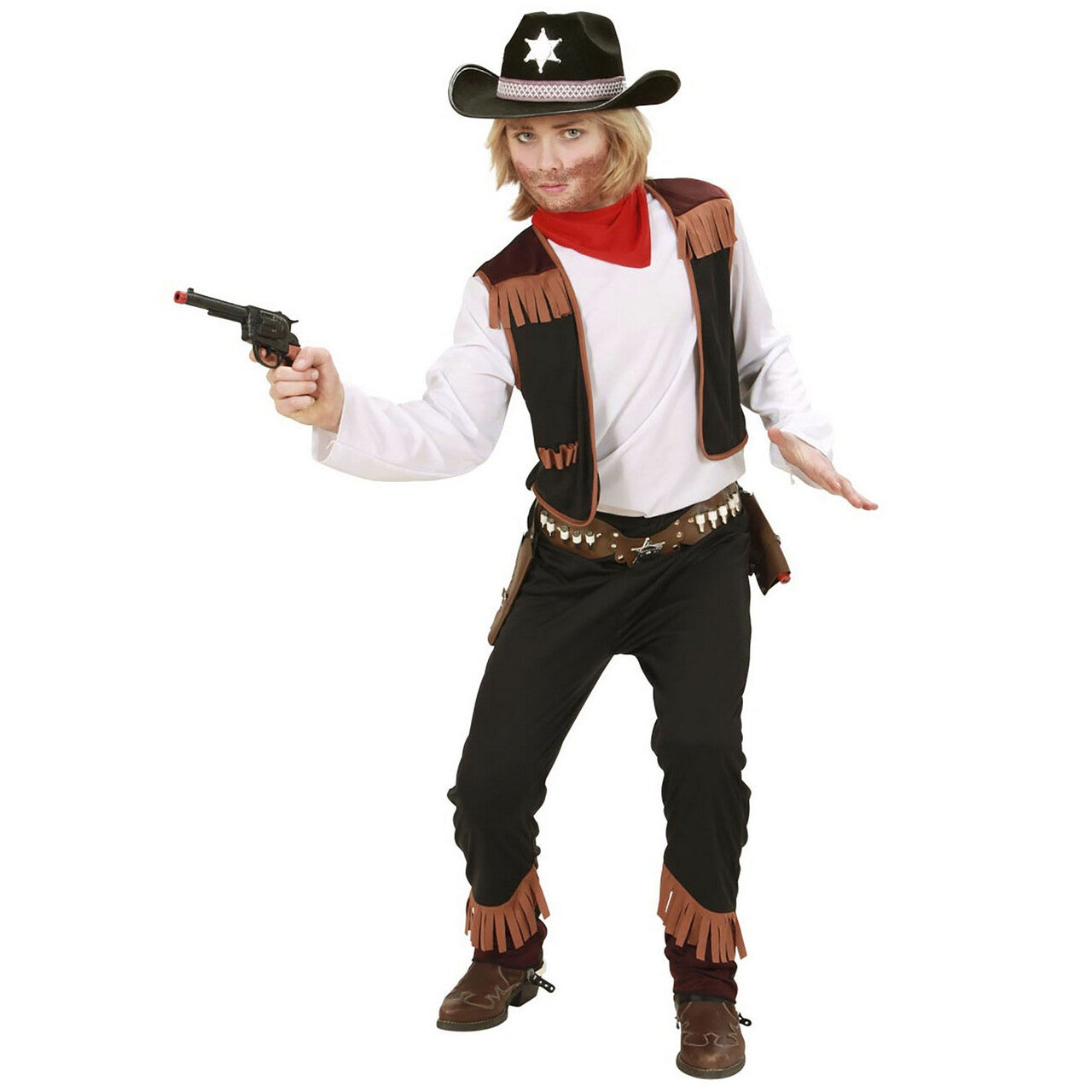 Op deze afbeelding zie je een Kostuums, van het merk Widmann. Texas Cowboy Zwart Kind Kostuum Jongen