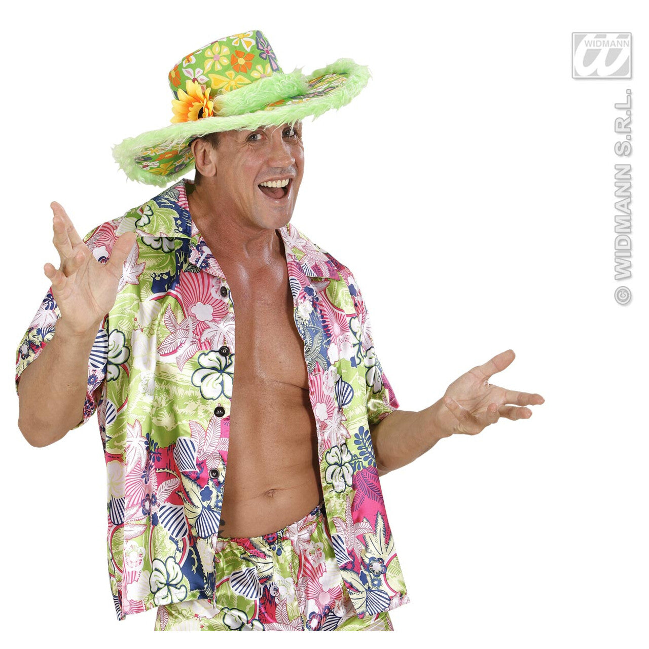 Op deze afbeelding zie je een Accessoires, van het merk Widmann. Hoed Ibiza Met Zonnebloem, Groen