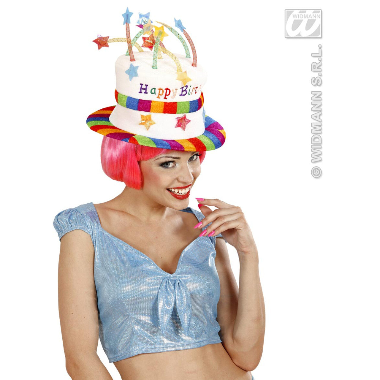 Op deze afbeelding zie je een Accessoires, van het merk Widmann. Fluwelen Hoed Happy Birthday