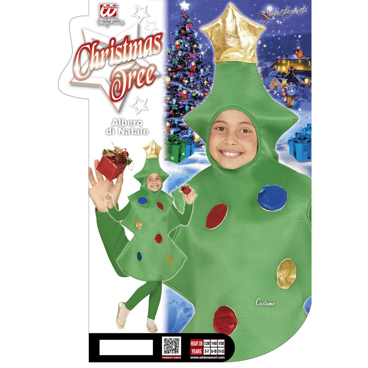 Op deze afbeelding zie je een Kostuums, van het merk Widmann. Grappige Kerstboom Kind Kostuum Kind
