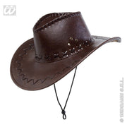 Op deze afbeelding zie je een Accessoires, van het merk Widmann. Cowboyhoed Lederlook Met Decoratie, Bruin