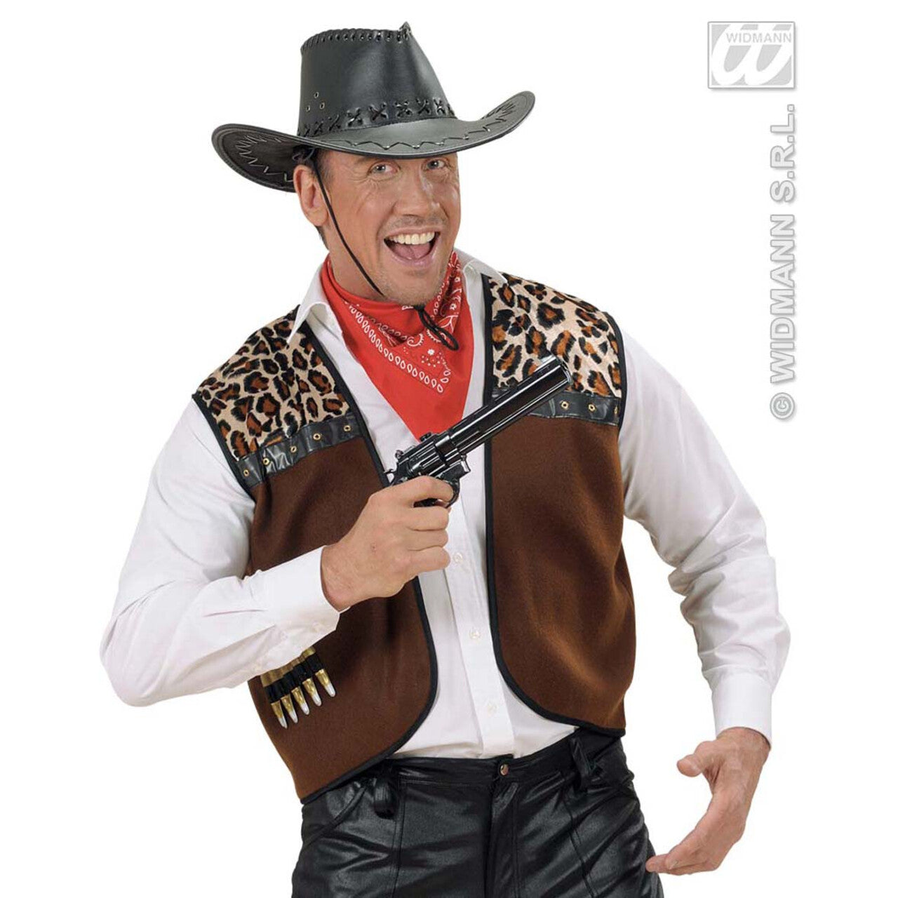Op deze afbeelding zie je een Accessoires, van het merk Widmann. Cowboyhoed Lederlook Met Decoratie, Zwart