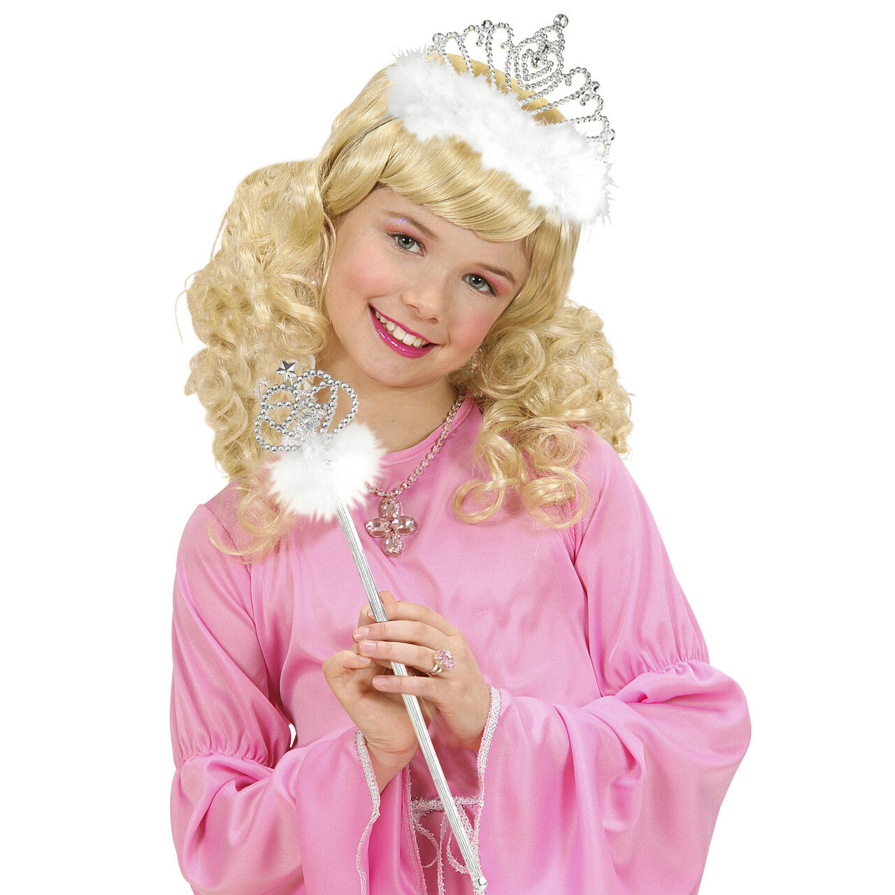 Op deze afbeelding zie je een Accessoires, van het merk Widmann. Betoverende Feeenstaf Met Marabou, Wit