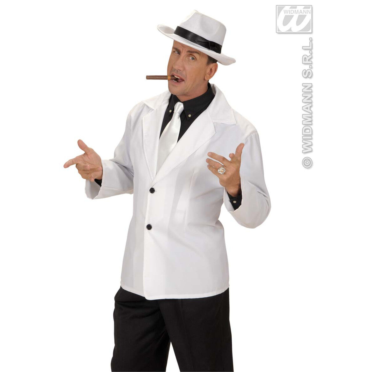 Op deze afbeelding zie je een Accessoires, van het merk Widmann. Satijnen Stropdas Wit