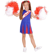 Op deze afbeelding zie je een Kostuums, van het merk Widmann. Amerikaanse Cheerleader Blauw / Rood Meisje Kostuum