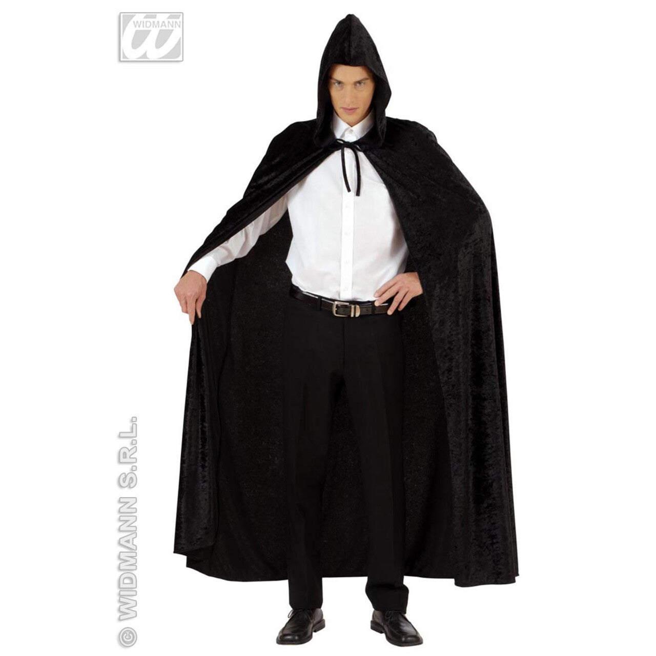 Op deze afbeelding zie je een Accessoires, van het merk Widmann. Fluwelen Lange Zwarte Cape 150 Centimeter Cape Fear